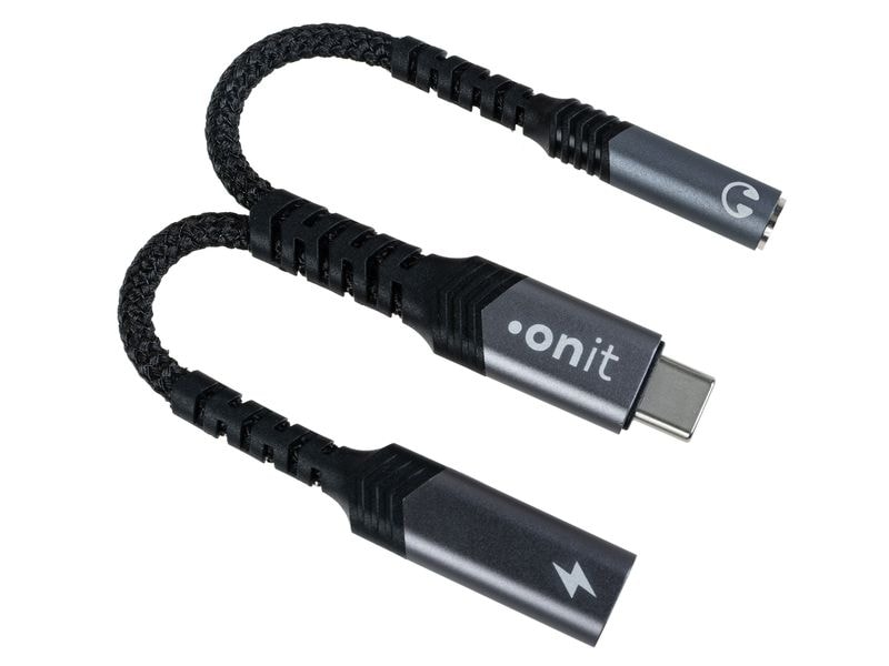 onit Digital-Audio-Adapter Premium USB-C auf 3.5 mm Klinke/ Musik hören und Gerät laden gleichzeitig – über nur einen USB-C-Anschluss