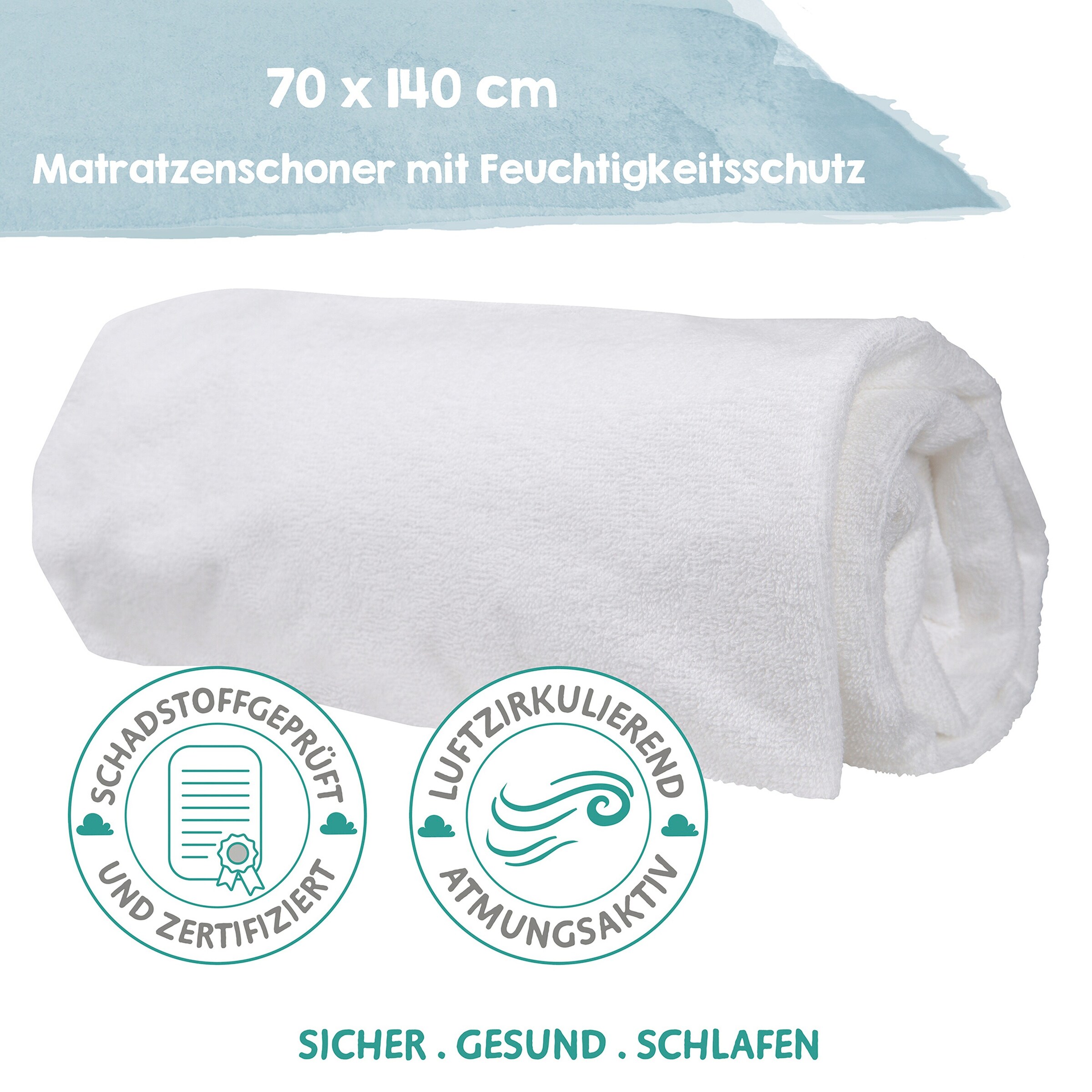 roba Spannbettlaken mit Feuchtigkeitsschutz, 70x140 cm safe asleep®