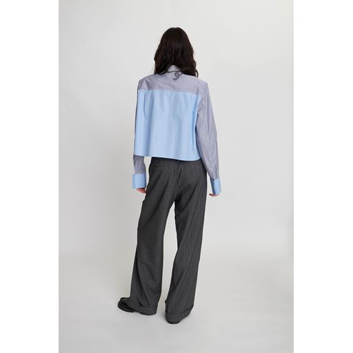 Stella Nova Stribet Cropped Skjorte, Blue Stripes, 42