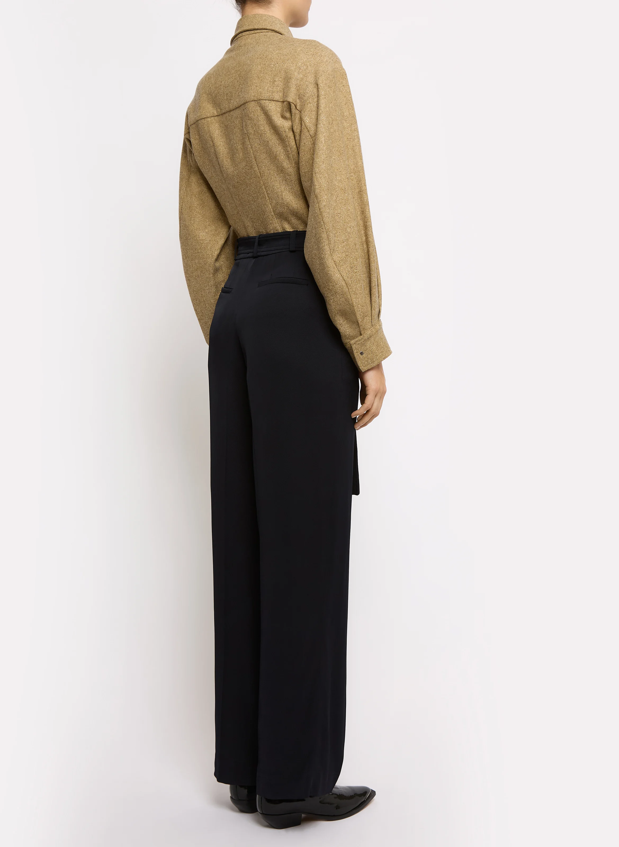 ERIN - Pantalon droit à pinces ceinturé | Bleu