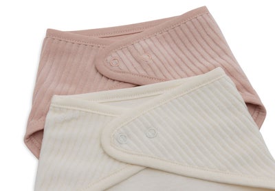 Jollein Velvet Rib Bandana Tøysmekker 2-Pakk, Wild Rose/Ivory