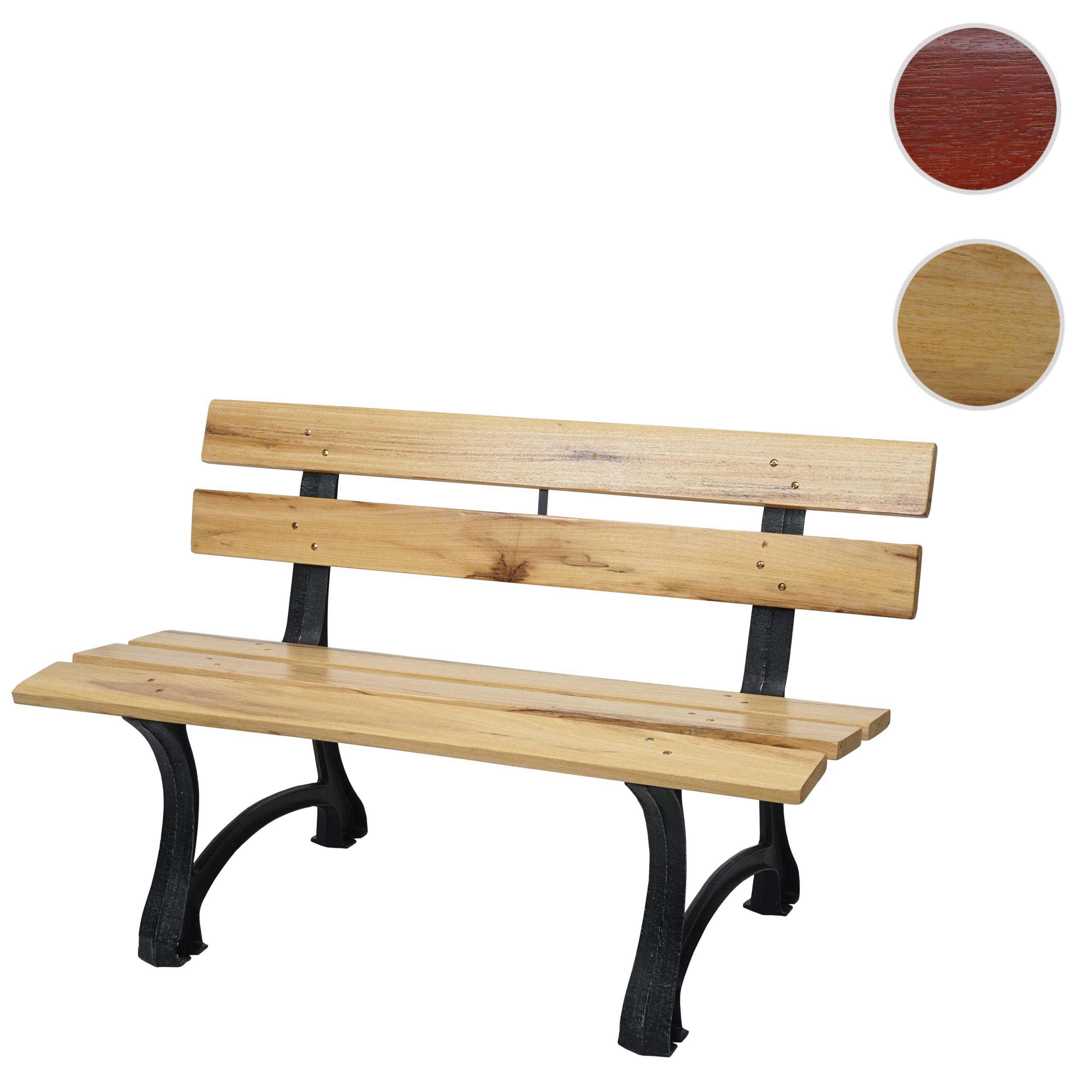 Gartenbank MCW-F96, Sitzbank Parkbank Holzbank, Gusseisen ~ 2-Sitzer 125cm hellbraun