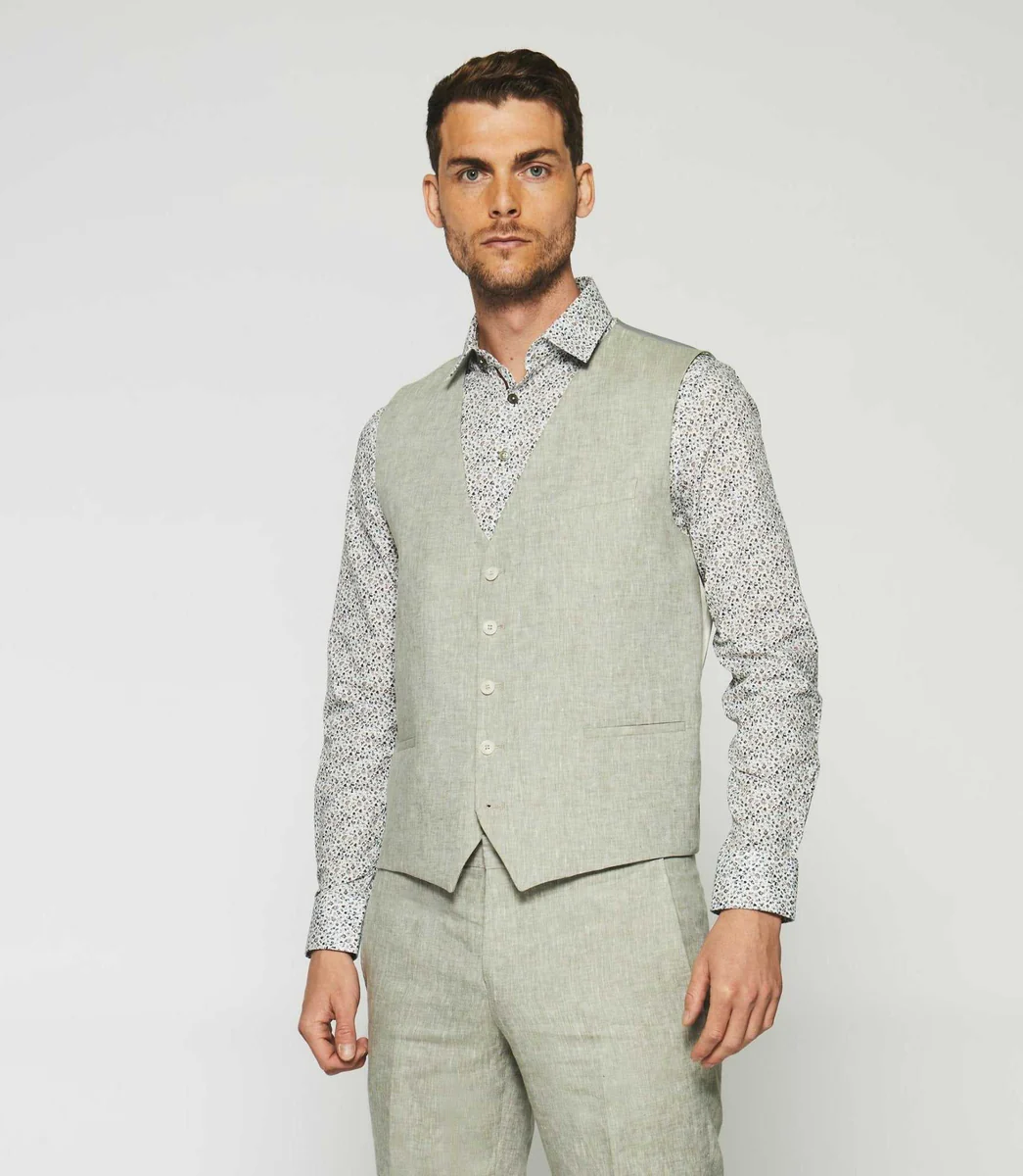 Gilet de costume en lin kaki JCELESTE