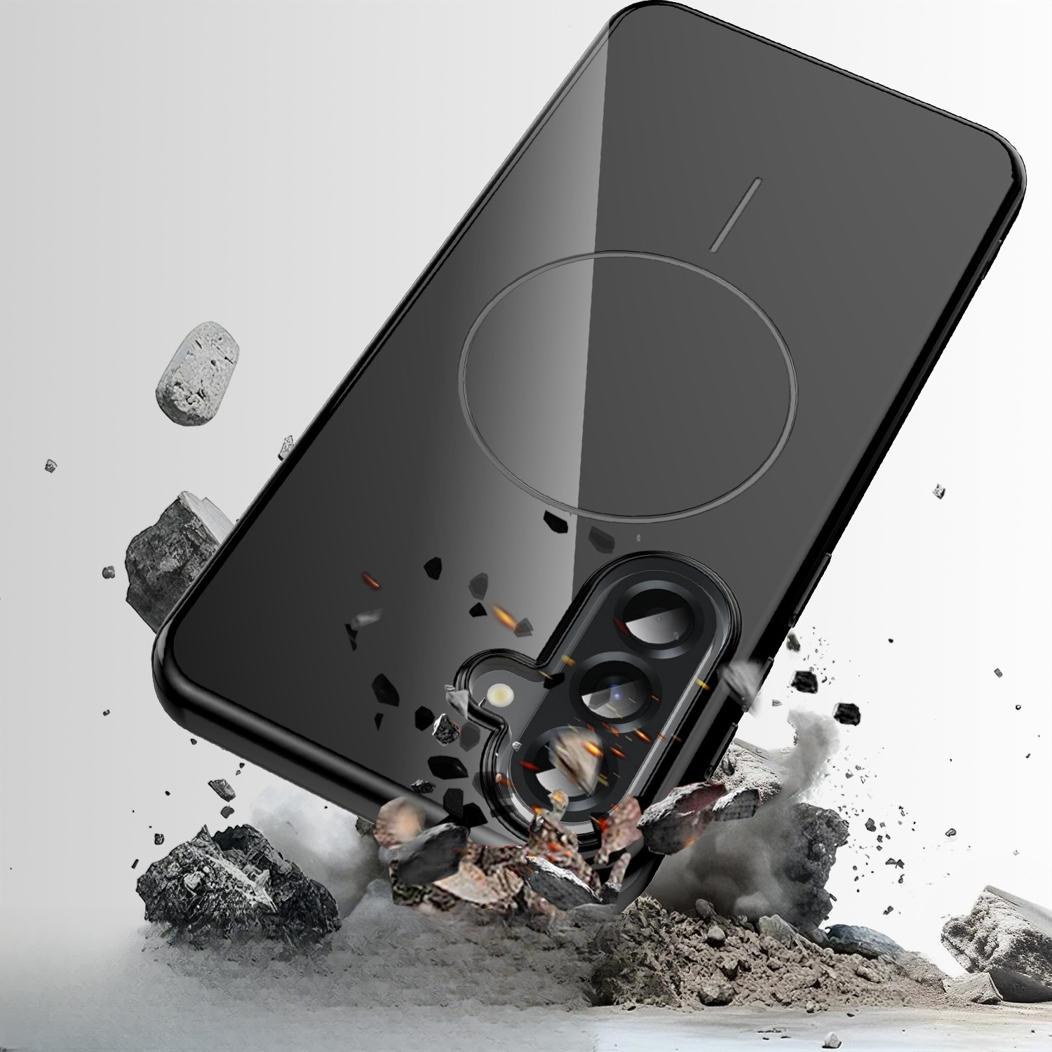 Samsung Galaxy A17 Gummi Case Hülle   Trageschlaufe MagSafe-Modul - Schwarz