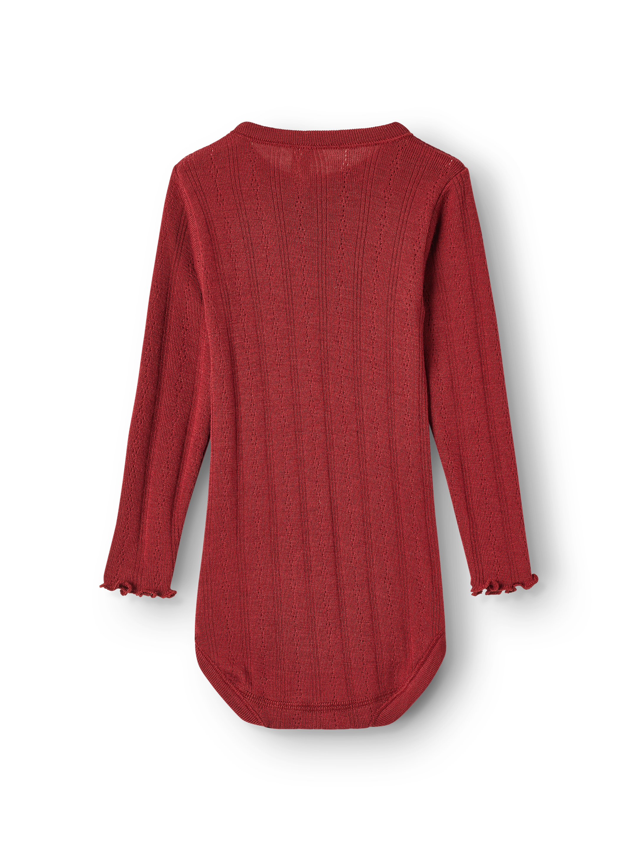Pointelle romper met lange mouw van merinowol voor baby’s