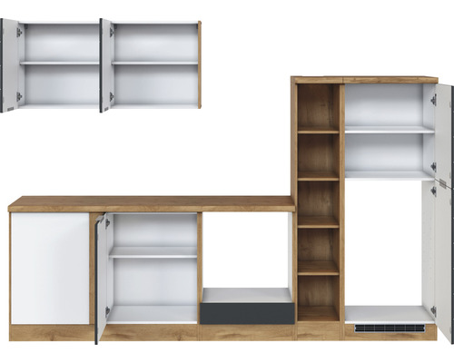 Held Furniture hoekkeuken zonder apparatuur Florence 240 cm grijs mat gedemonteerd omkeerbaar uitvoering 1114.6293