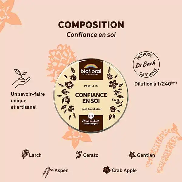Pastilhas Biofloral Autoconfiança, Pastilhas Orgânicas para Emoções, 50g