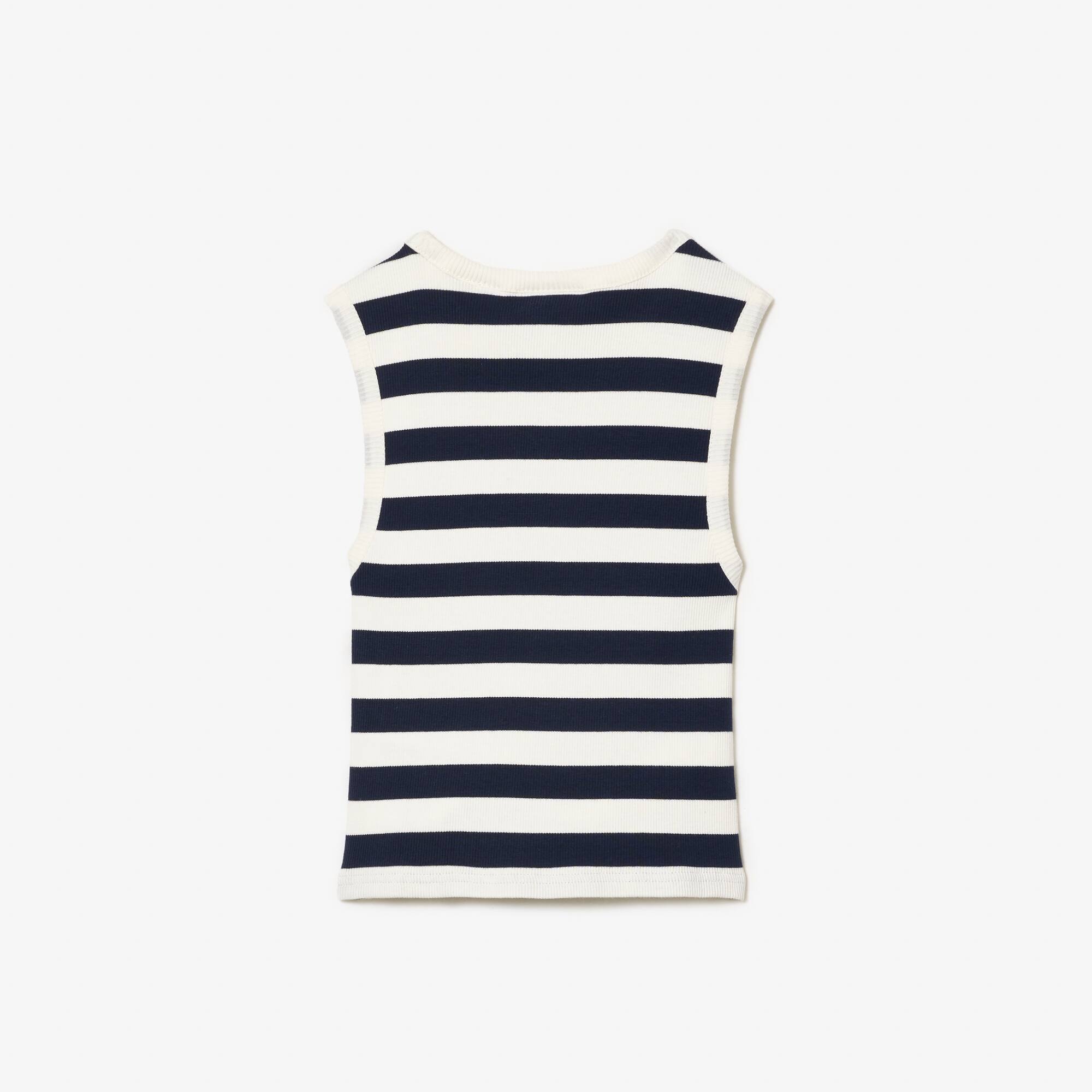 Tank Top aus gestreifter gerippter Baumwolle Oberteile - Weiss - Lacoste - Mädchen