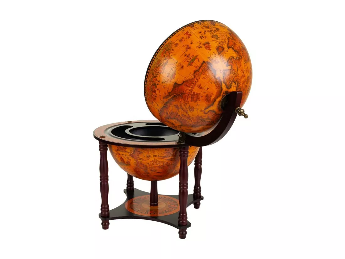 Casier à vin globe terrestre marron 42x42x57h