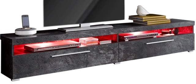 INOSIGN Lowboard »India,Breite 200 cm, stilvolle Fernsehschrank mit offenen Fächern« TV-Board ohne Beleuchtung, TV-Kommode mit viel Stauraum