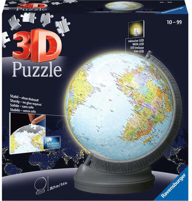 Ravensburger 3D-puslespill Globus med Lys 540 Brikker