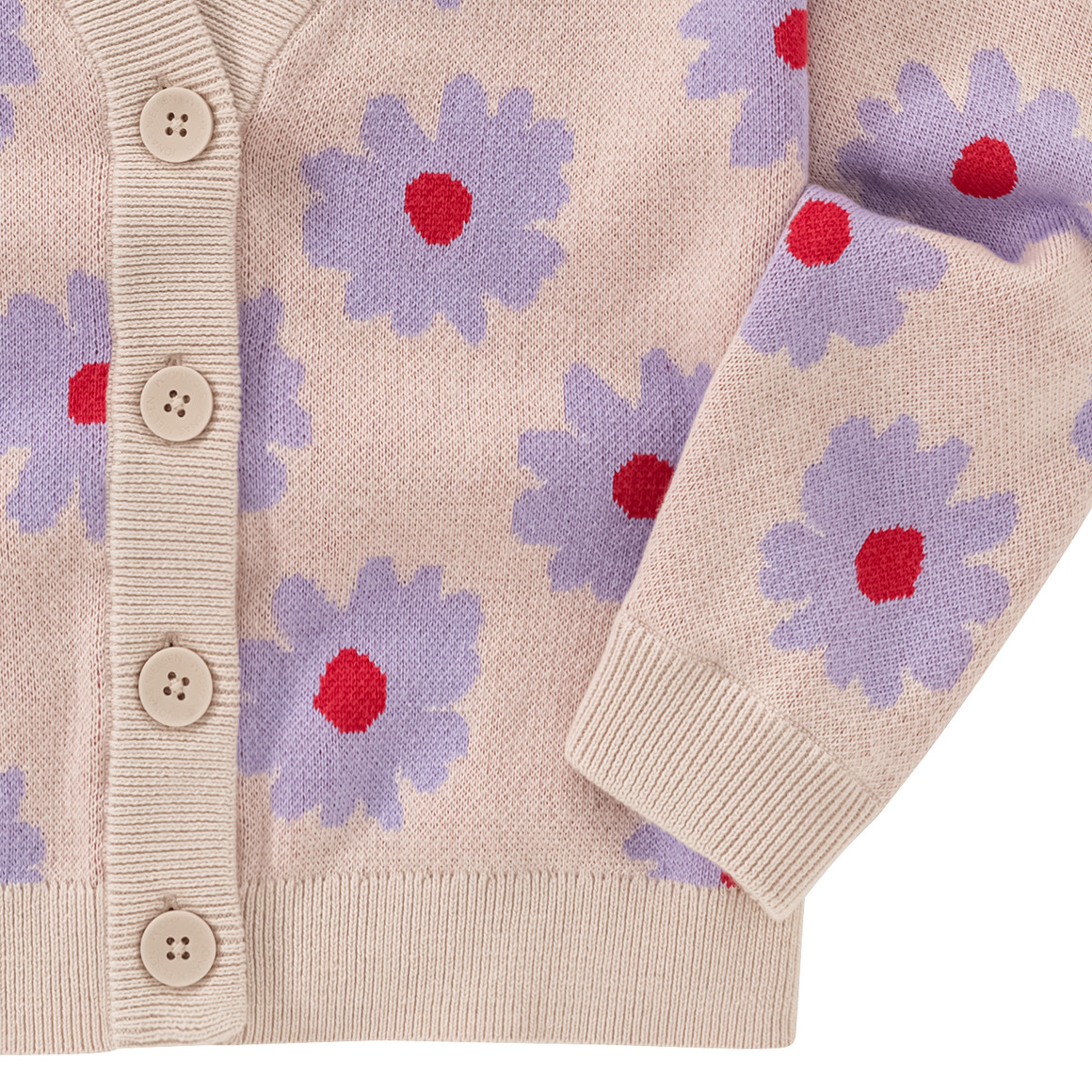 Jonas Nielsen Mädchen Strickjacke mit Blumen-Allover beige