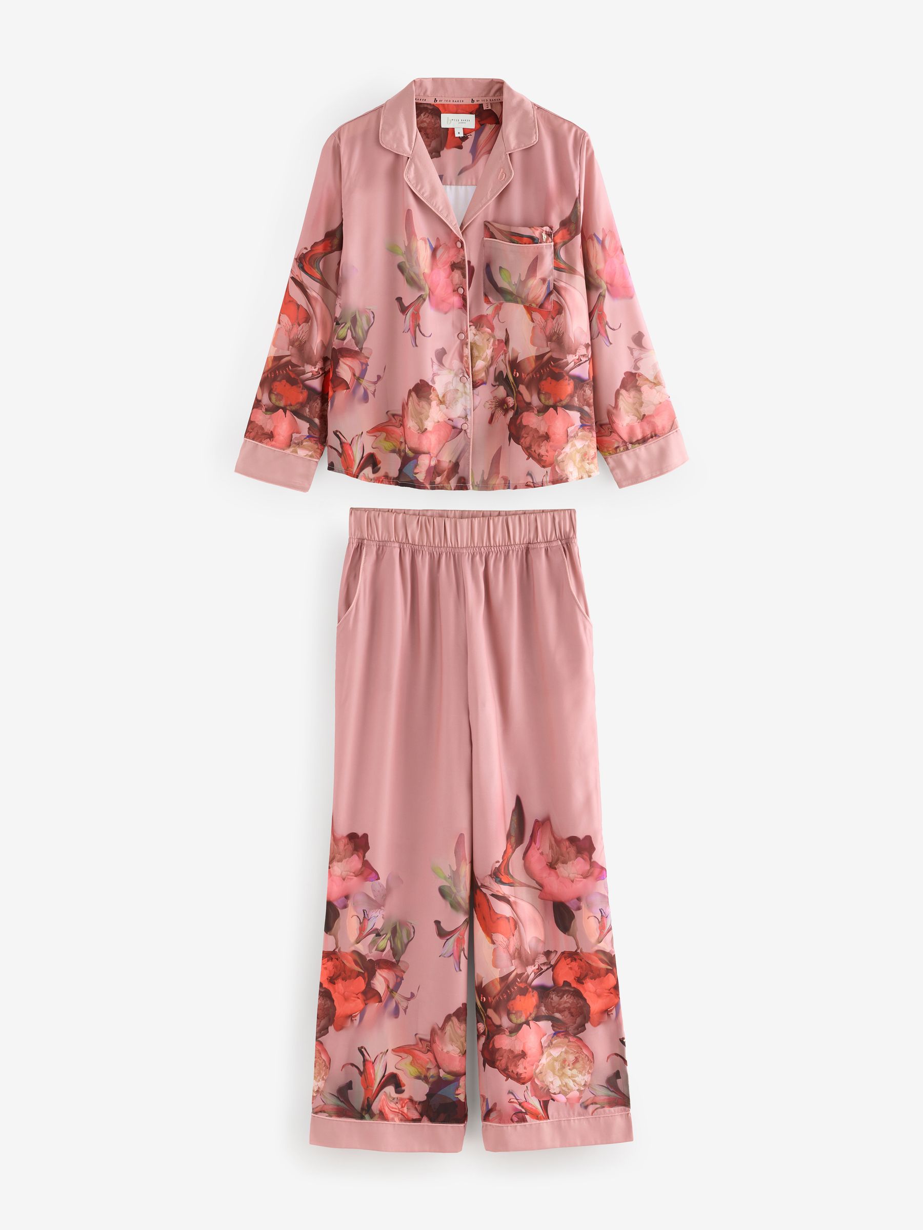 Roze - B by Ted Baker - Satijnen pyjama met knopen
