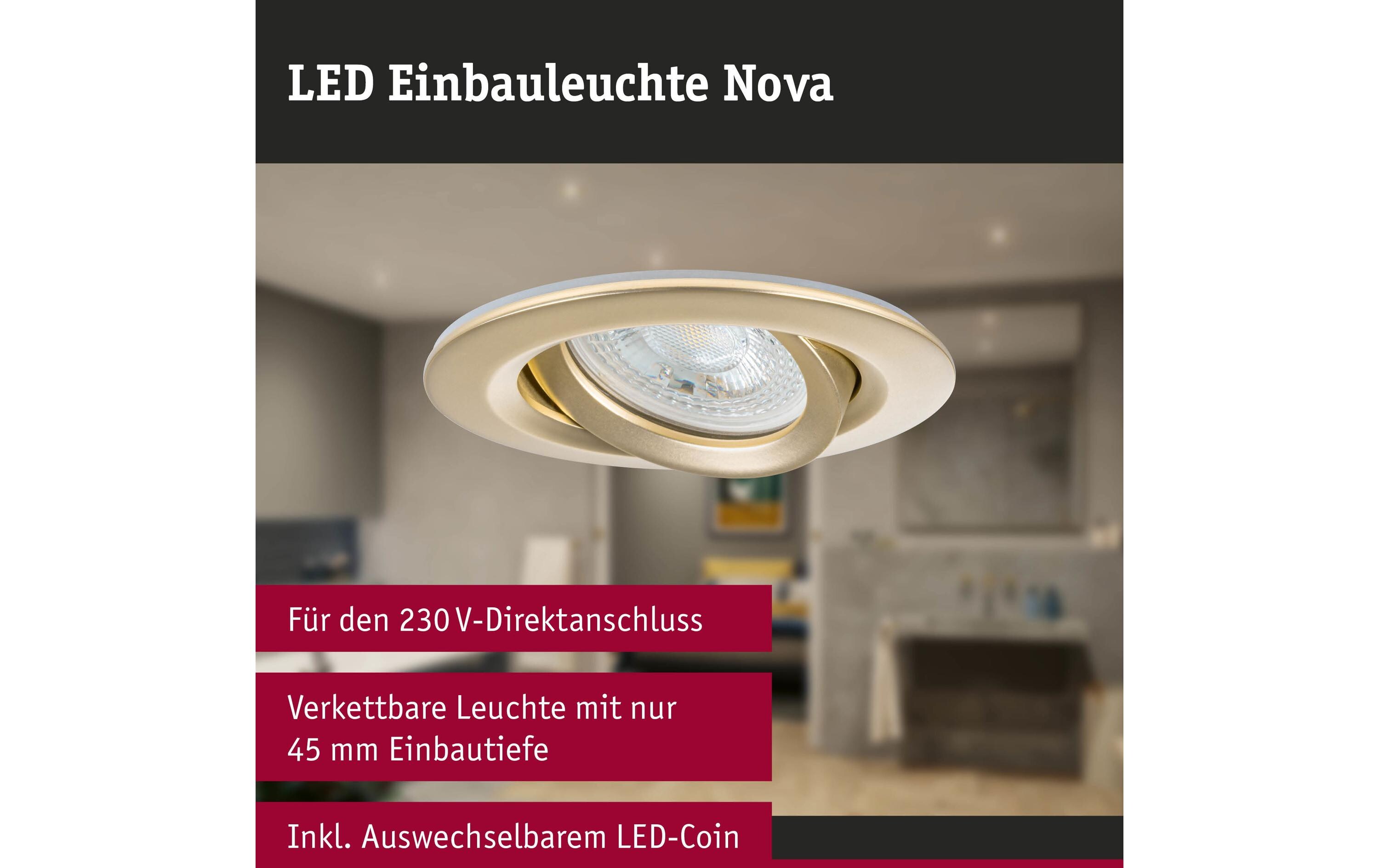 Einbauleuchte Nova Plus 3-Set GoldDimmbare runde Einbauleuchte