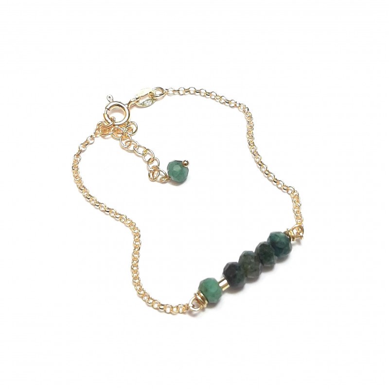 Bracelet Emeraude Argent 925 Doré