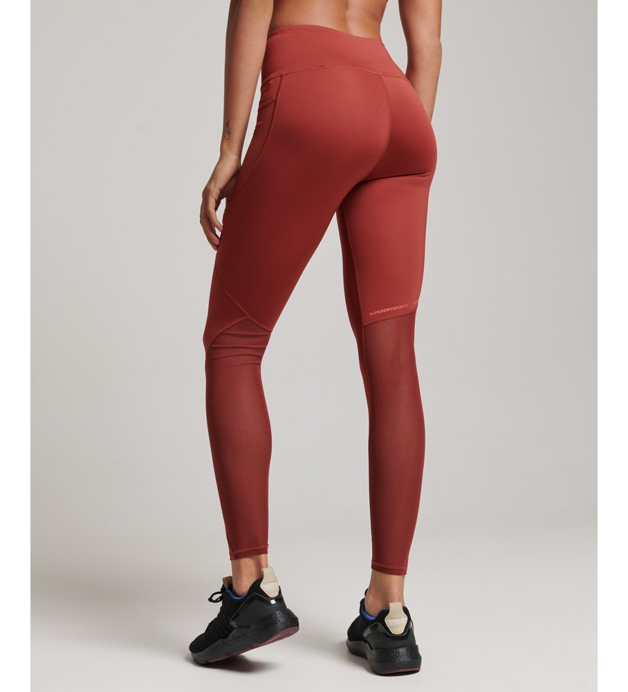 Calça legging longa e ajustada Superdry Active Mesh, vermelha