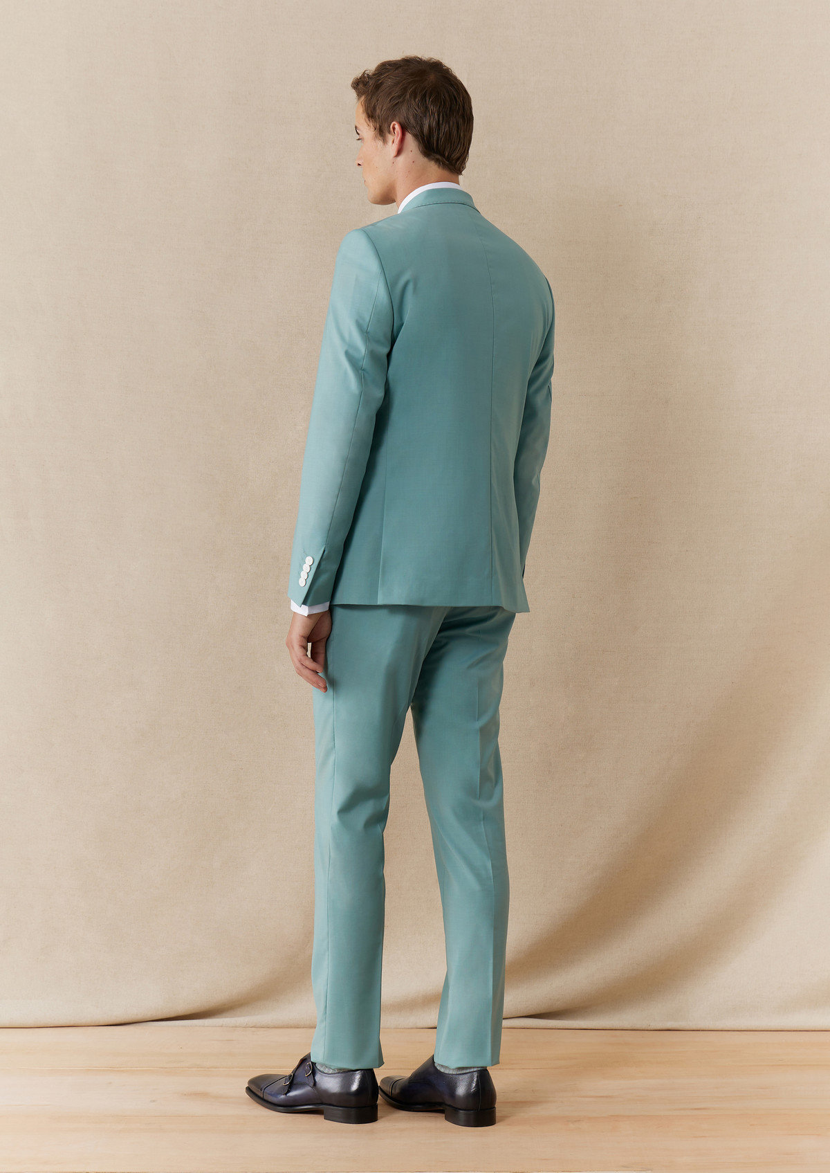 Costume 2 pièces Slim en laine unie vert d'eau