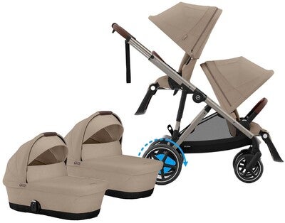 Cybex e-Gazelle S Tvillingvogn, Almond Beige/Taupe