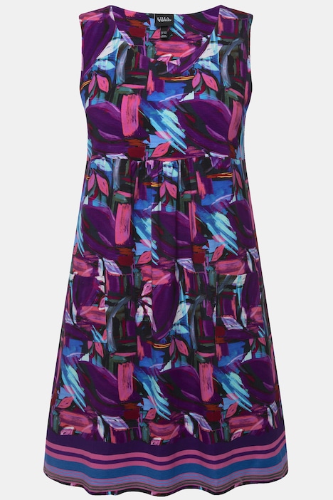 Jerseykleid, bedruckt, A-Linie, Rundhals, ärmellos