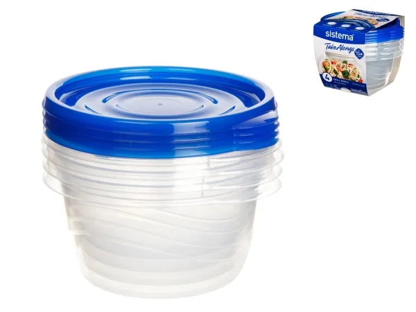 Sistema 760ml Small Bowl 4 Pack, Skål, Rund, 0,76 L, Blå, Transparent, Polypropylen (PP), New Zealand