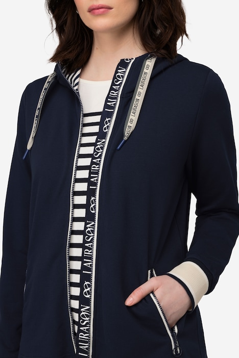 Sweatjacke, Kapuze, Zipper mit Statement Band