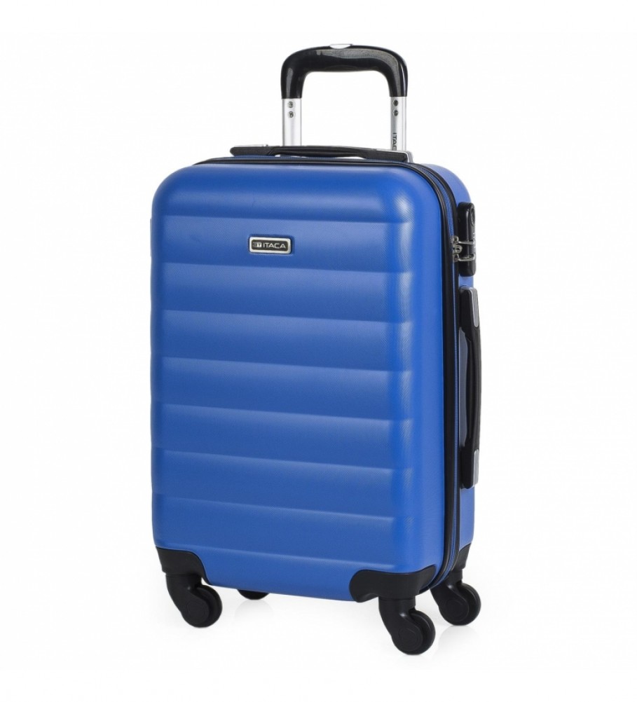 Mala de cabine rígida ITACA com 4 rodas, modelo 71250, azul - 55x38x20cm -
