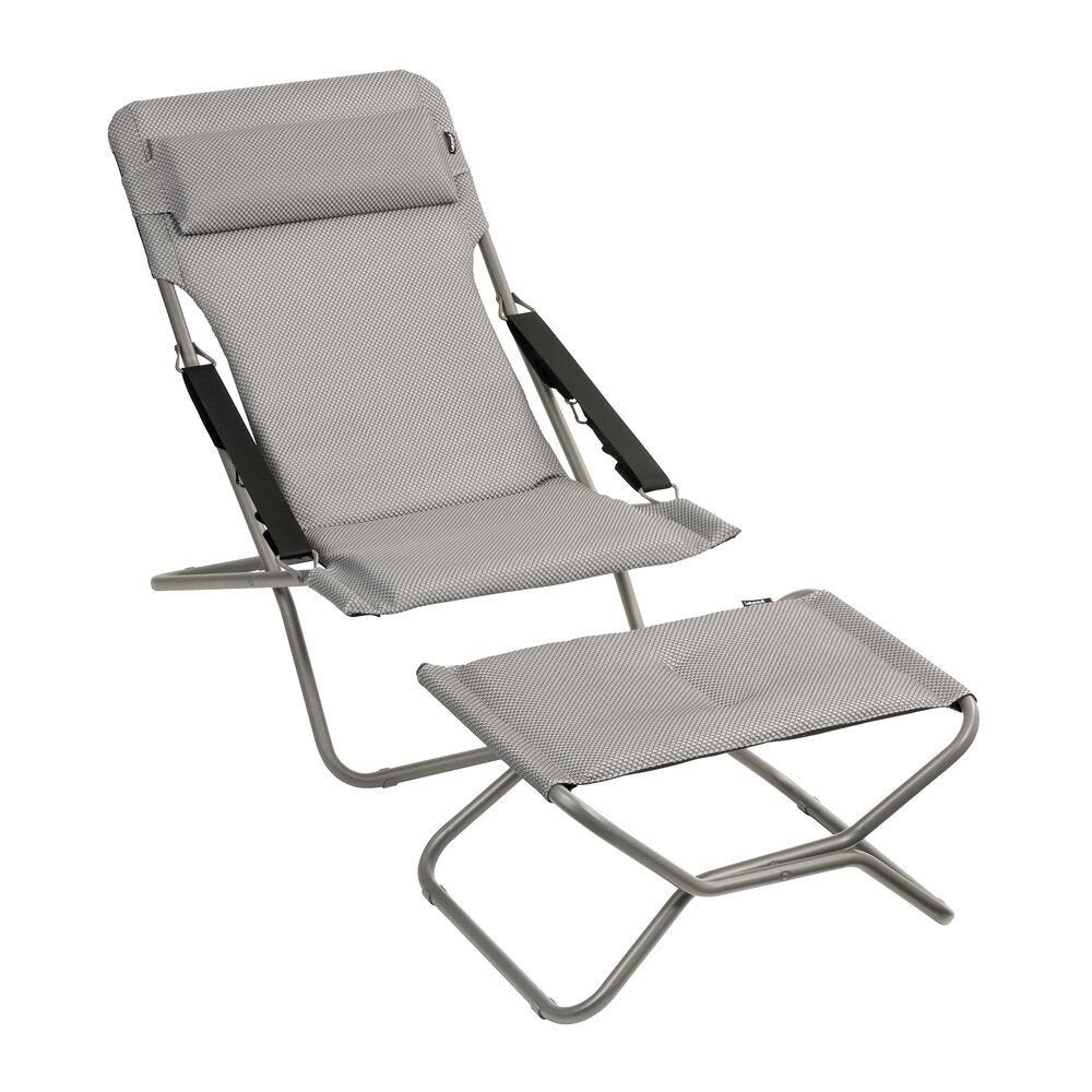 Klappbarer, gepolsterter Liegestuhl Transabed BeComfort® Grau Silver