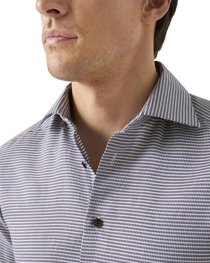 ETON Contemporary Fit Brown Houndstooth Signature Twill Shirt Brun