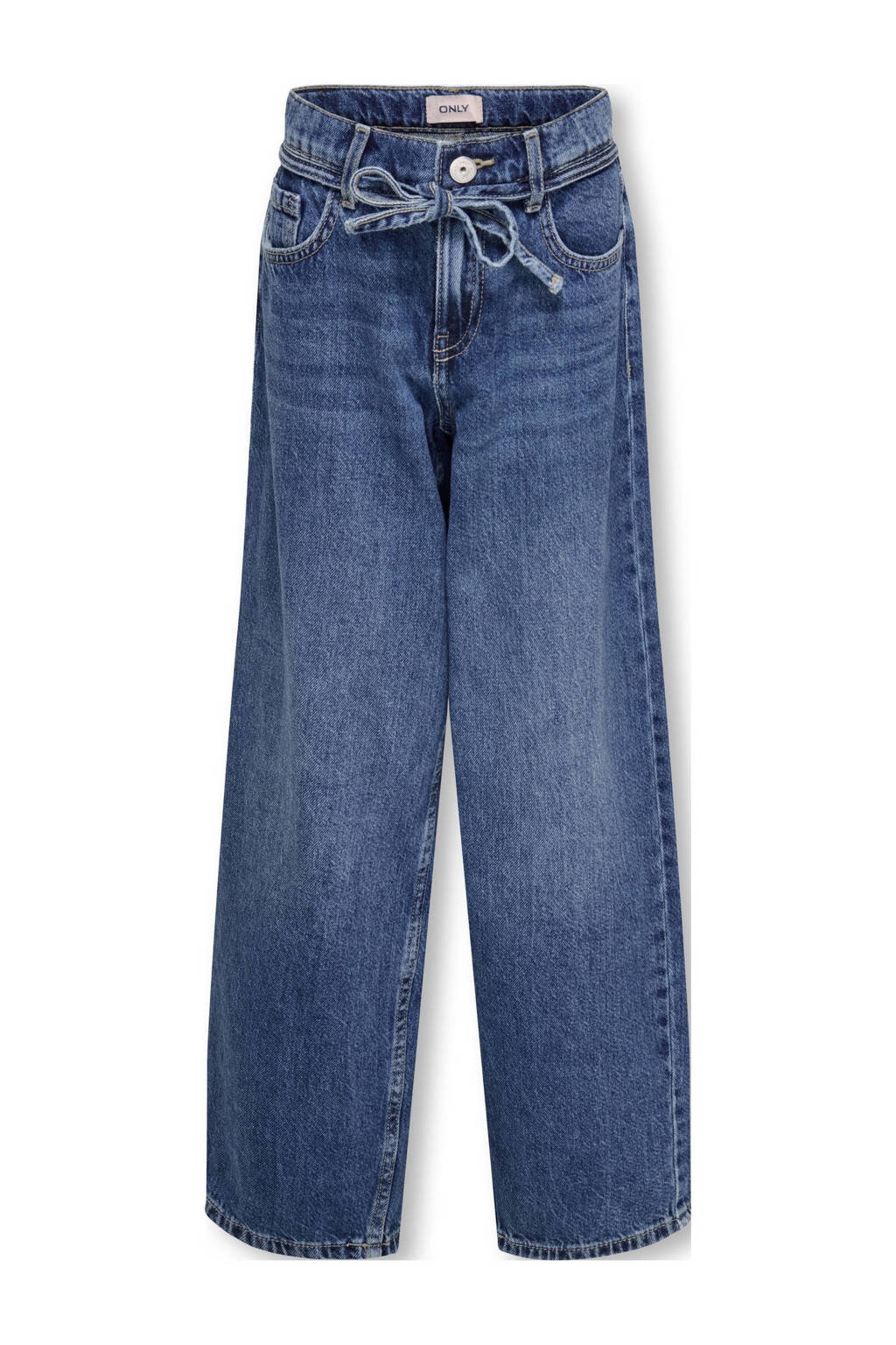 KIDS ONLY GIRL high waist straight leg jeans medium blue denim