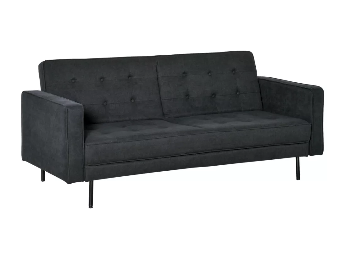Canapé convertible 2 places style Chesterfield capitonné dossier inclinable 3 positions tissu gris foncé