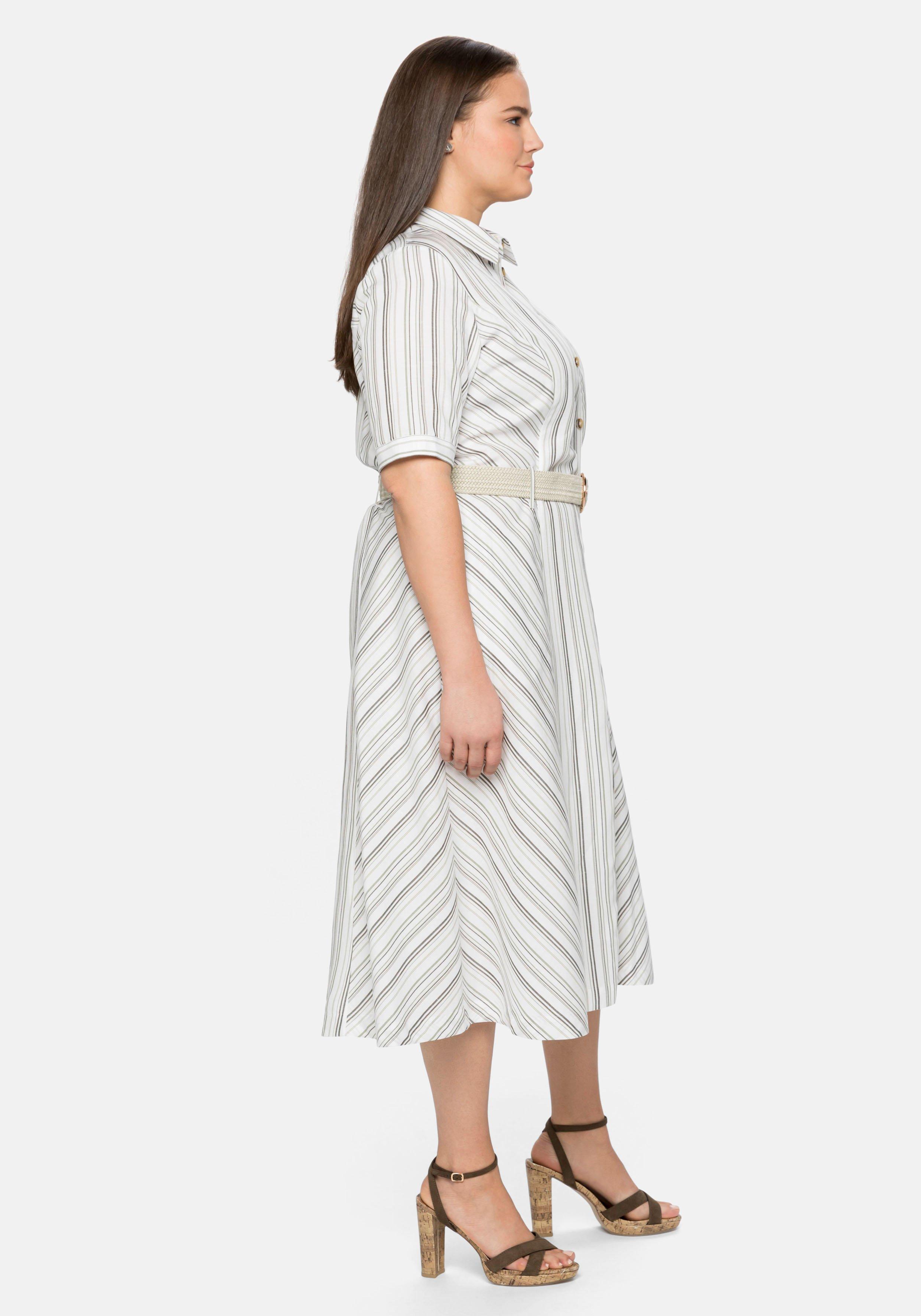 Hemdblusenkleid gestreift, mit Gürtel