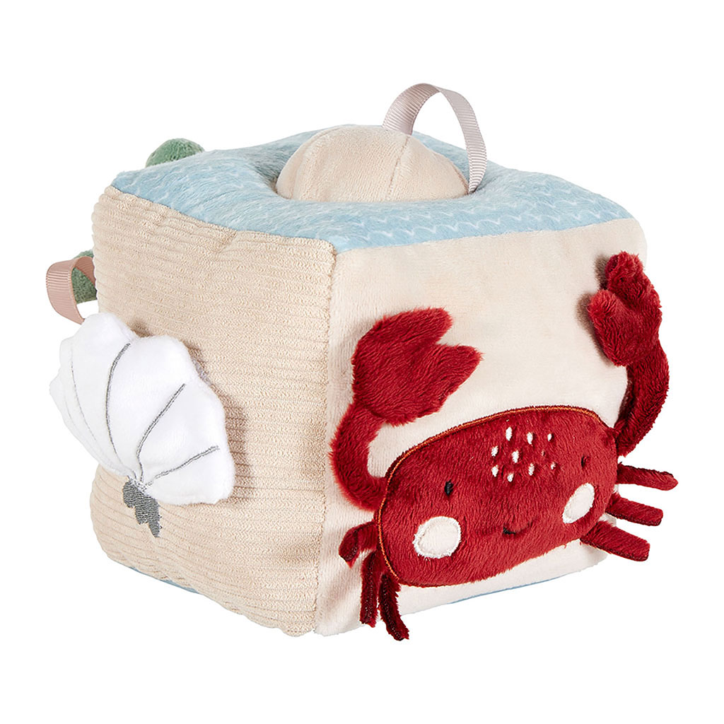Cube d'activités mer en tissu 15.5x15.5x15.5cm
