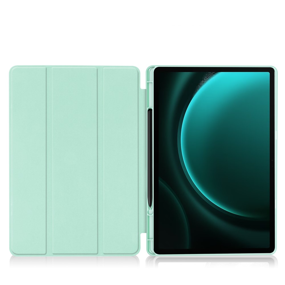 Samsung Galaxy Tab S9 FE  Plus Leder Tasche Smart Cover Hülle S-Pen Halterung - Türkis
