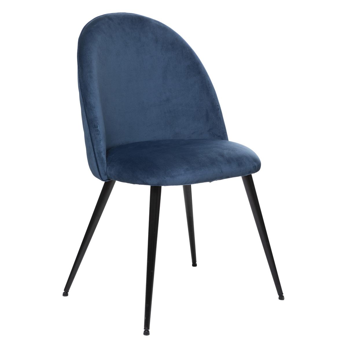 CHAISE VELOURS PIED NOIR SLANO ENCRE