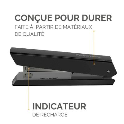 Fellowes - Agrafeuse LX820 noire avec Microban® - capacité de 20 feuilles - pleine bande