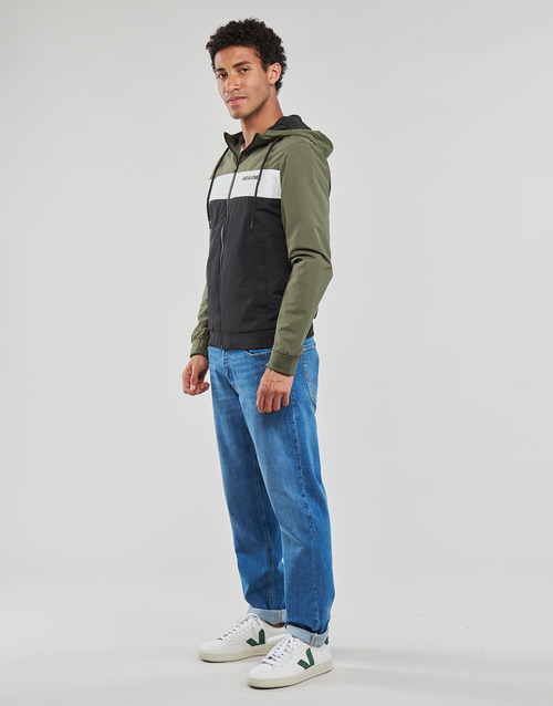 Jack & Jones - JJERUSH HOOD BOMBER - Kaki / Blanc / Noir