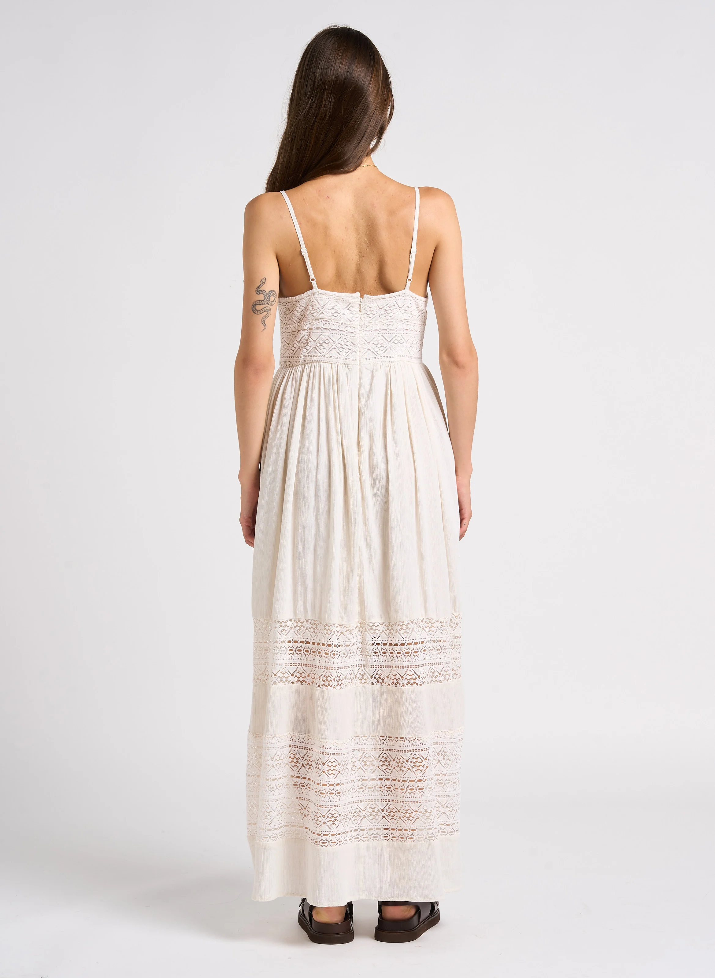 MARILOU - Robe à bretelles brodée en coton| Blanc