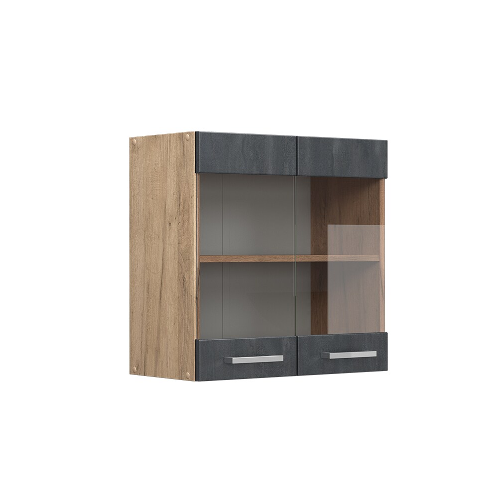 Vicco Hängeglasschrank R-Line Schwarz Beton Eiche 60 cm