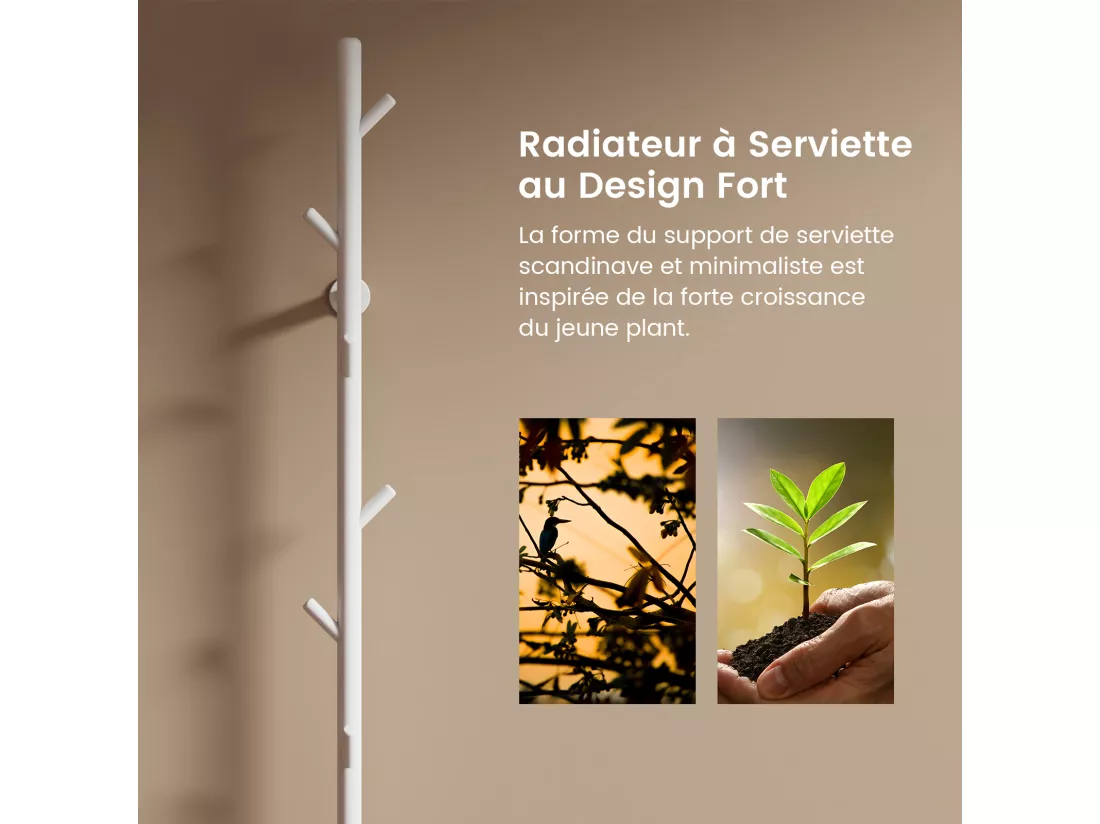 EMKE Chauffe-serviettes Électrique, thermostat intelligent WiFi, sèche-serviettes électrique, barre unique, 150 cm de hauteur, Blanc