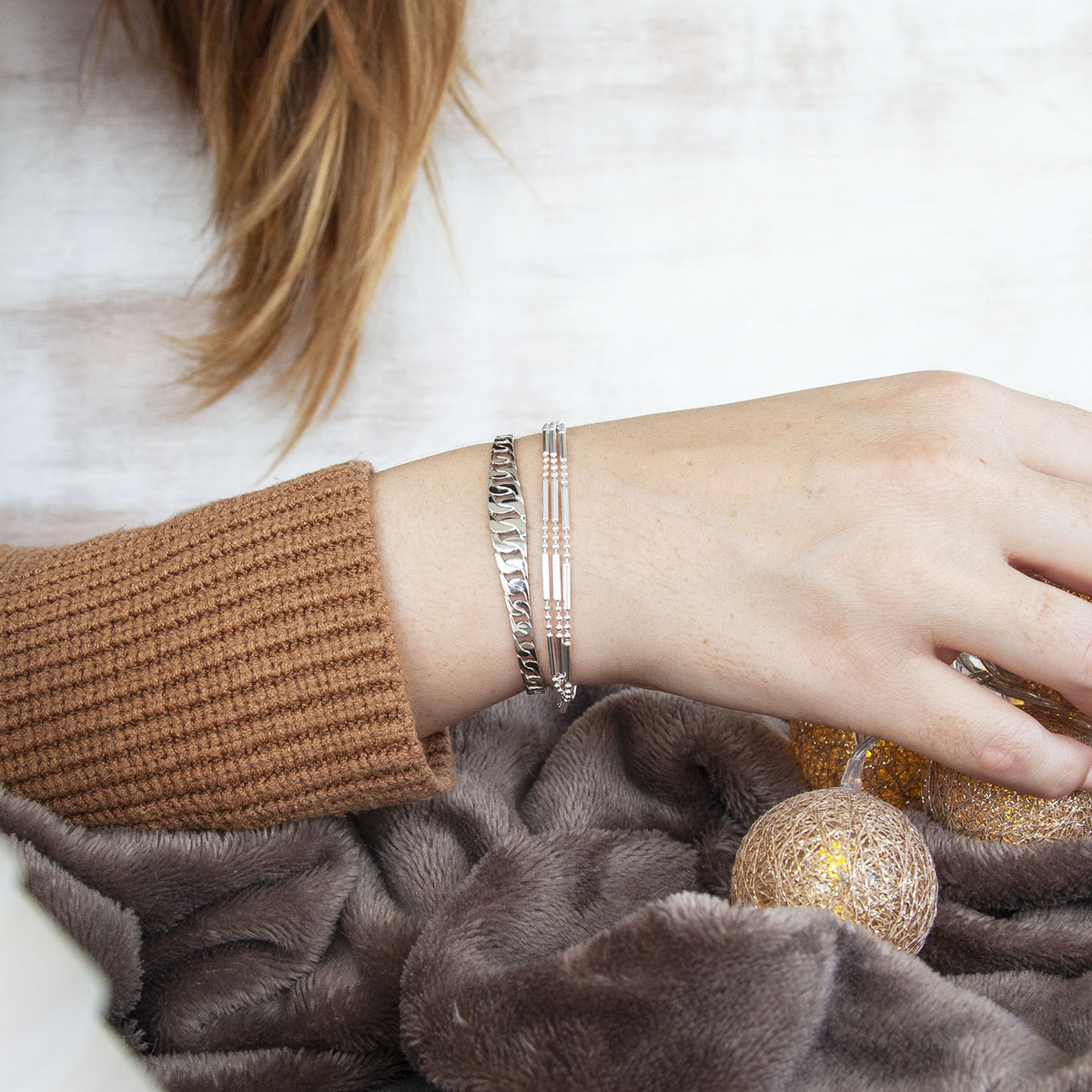 Bracelet argent 925 triple rang 19 cm