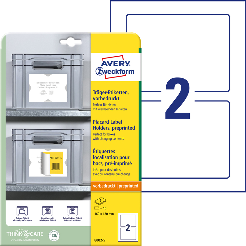 Avery Zweckform Träger-Etiketten, 8002-5, 160 x 120 mm, 5 Blatt