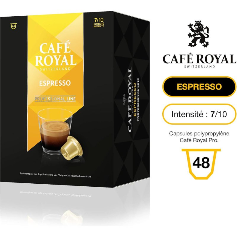 Capsule de café Café Royal Professionel Espresso - Boîte de 48 - Compatible Café Royal Professionnel