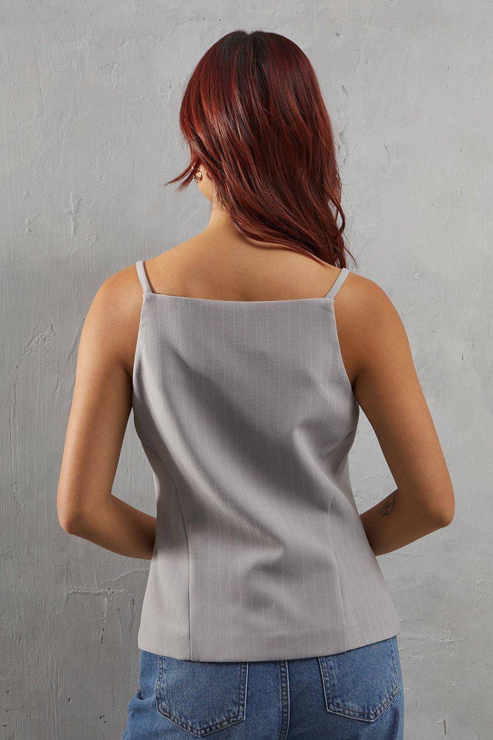 Warehouse Gilet Ajusté à Fines Rayures Premium