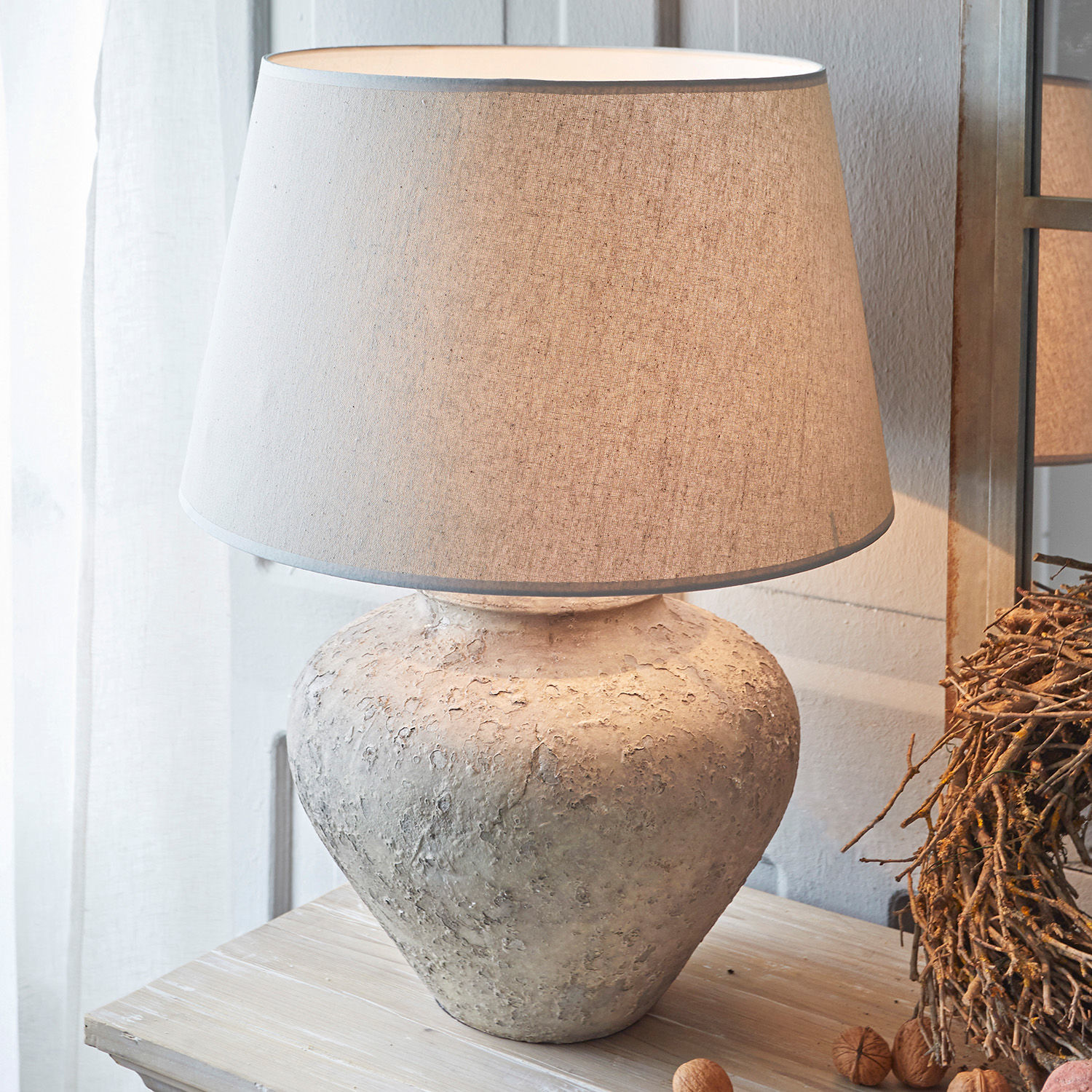 Tischlampe Bandol grau/creme