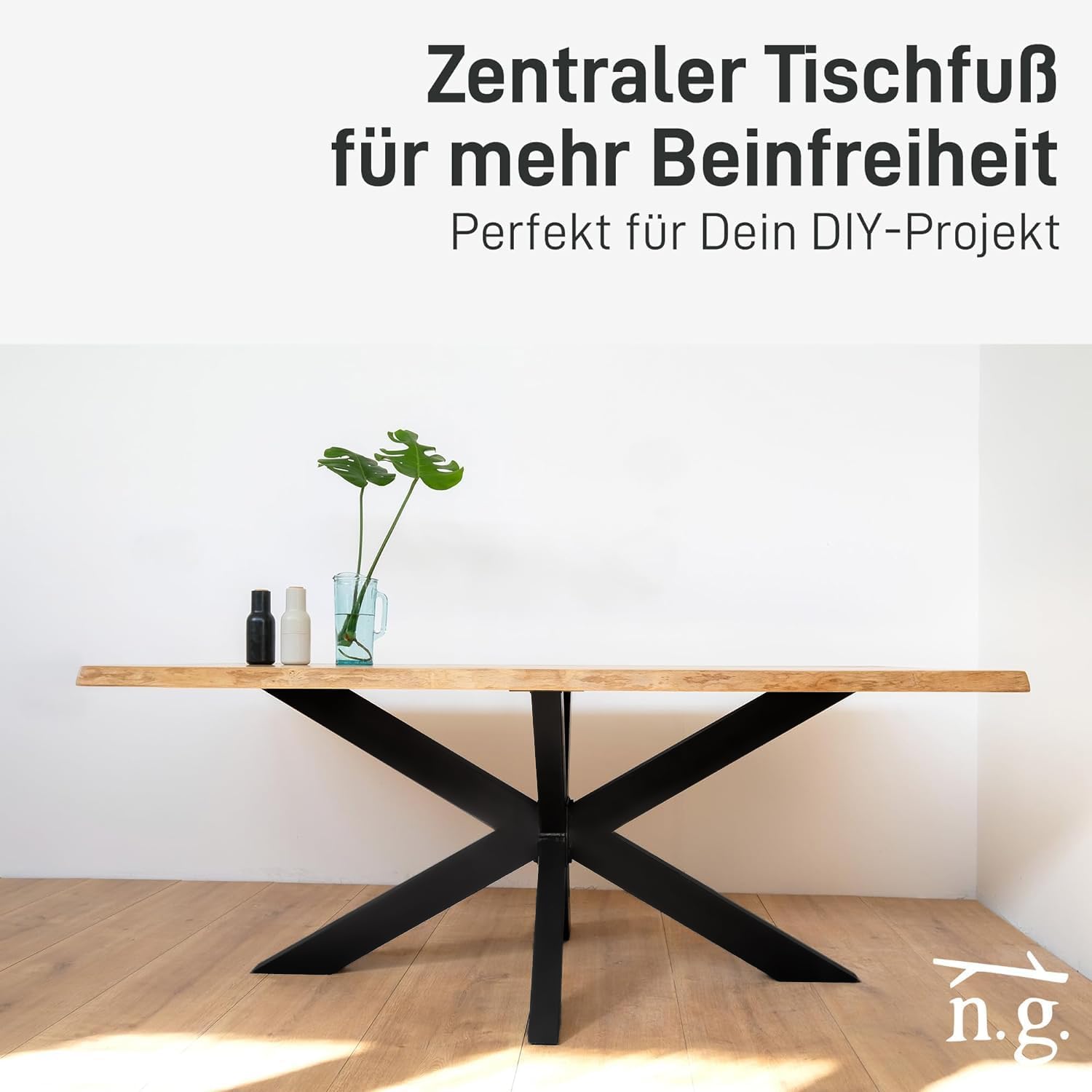 Natural Goods Berlin Spider Tisch-Gestell | Schwerlast Beine aus Metall in Schwarz | Einfache Montage | Kufen für DIY-Projekte wie Couchtisch & Esstisch | Füße 71x78x150 cm
