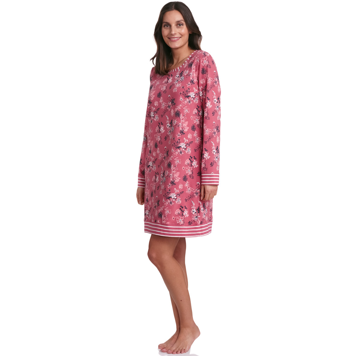 Gina Benotti Damen Nachthemd mit Blumen-Print himbeer