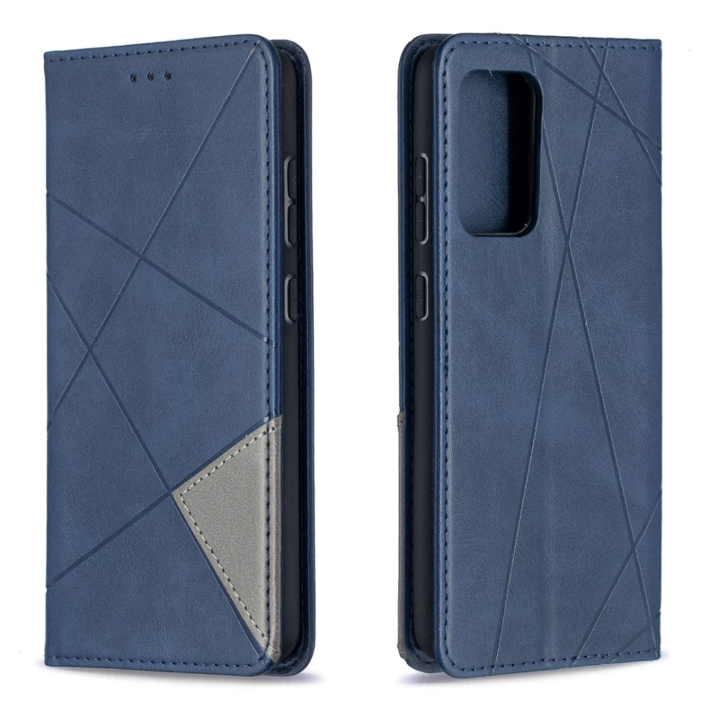 Samsung Galaxy A52s 5G / A52 (5G)Leder Tasche Flip Cover mit Kartenfächern Geometrisches Design - Blau