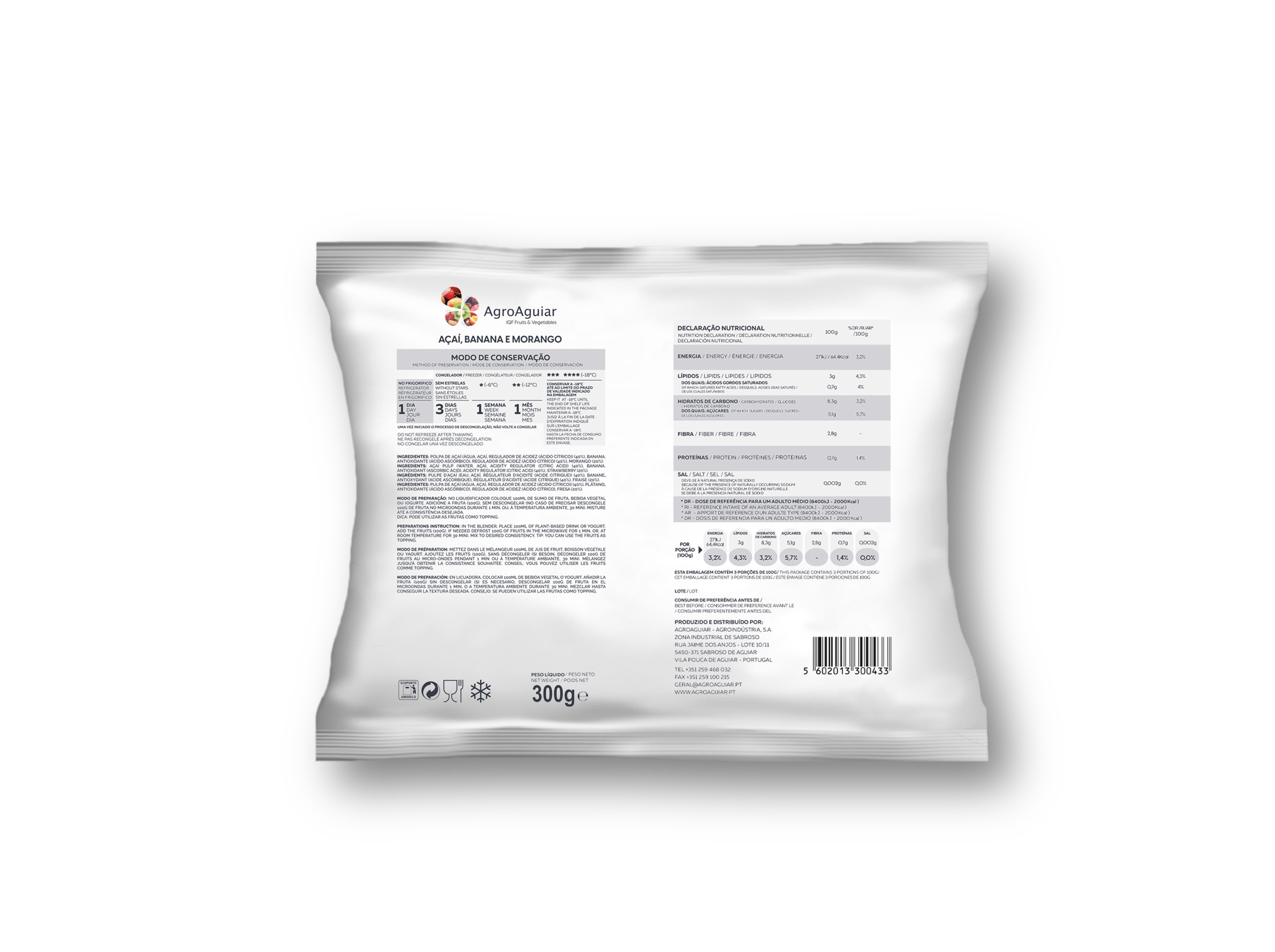 MIX FRUTAS AGROAGUIAR AÇAI BANANA MORANGO 300G
