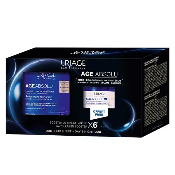 Kit de Presente Uriage Age Absolu: Creme Redensificador de Rosas 50ml + Máscara Noturna Grátis 15ml