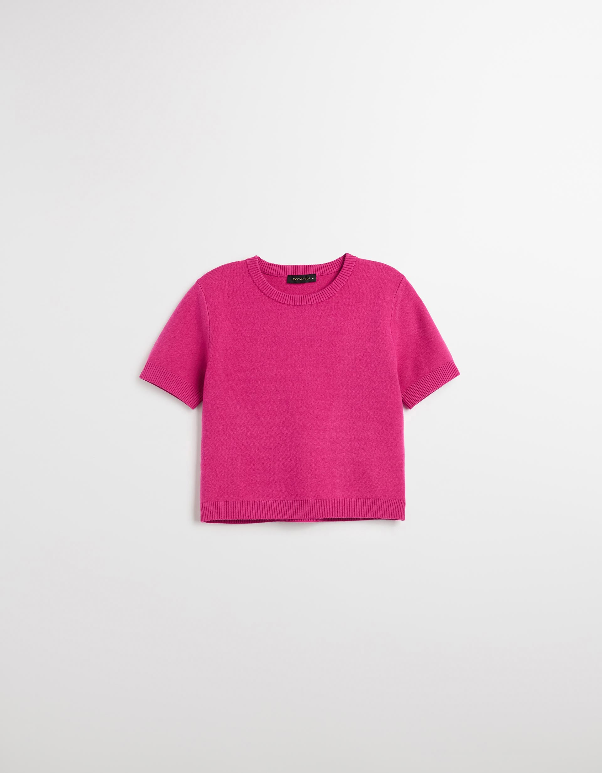 T-shirt de Malha, Mulher, Rosa Escuro